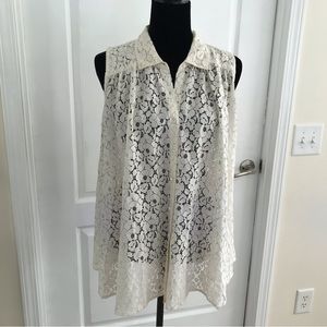 ✴️Love Sam Anthropology Ivory Trapeze Lace Blouse/Top, SzM,NWT